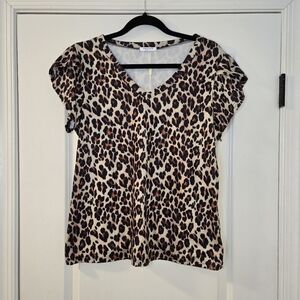 Ekouaer Cotton Leopard Print Sleeveless Pajama Sleepshirt Size Large NWT